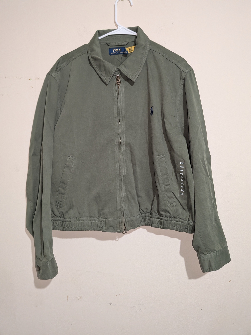 Cotton Twill Jacket Polo by Ralph Lauren Women's Olive Green Zip Jacket